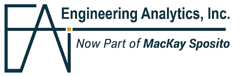 Logo with a stylized “EA” monogram and the text “Engineering Analytics, Inc. — Now Part of MacKay Sposito.”