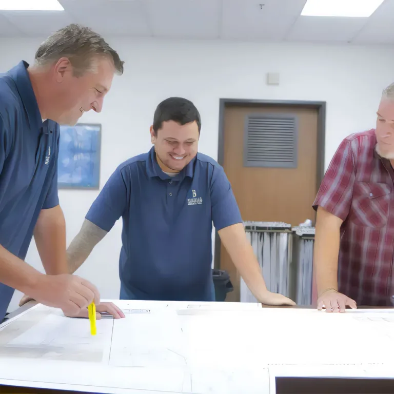Burrell Consulting Group team members looking over a plan