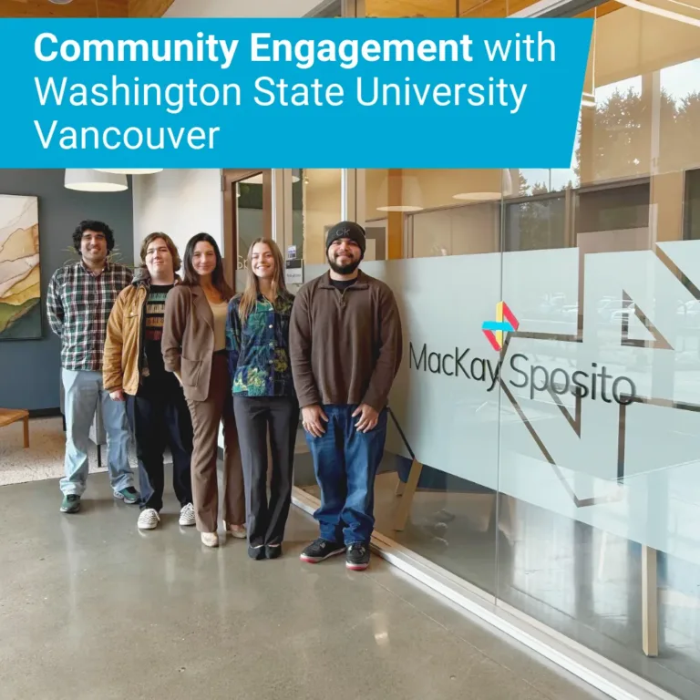 WSU Vancouver students working on a school project with MacKay Sposito